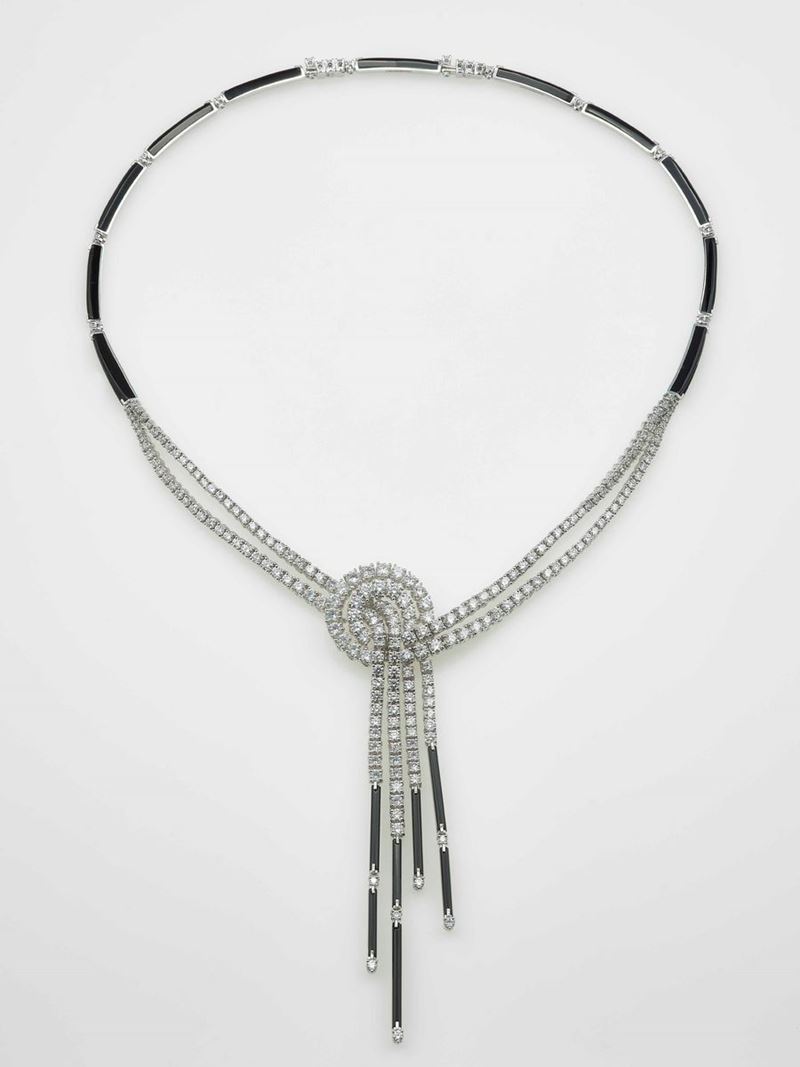 Diamond, onix and gold necklace  - Auction Contemporary Jewels - Cambi Casa d'Aste