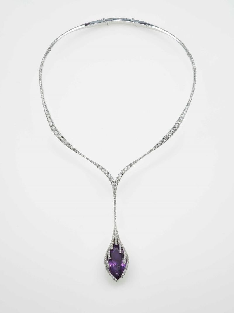 Amethyst and diamond necklace  - Auction Contemporary Jewels - An Italian brand story - Cambi Casa d'Aste
