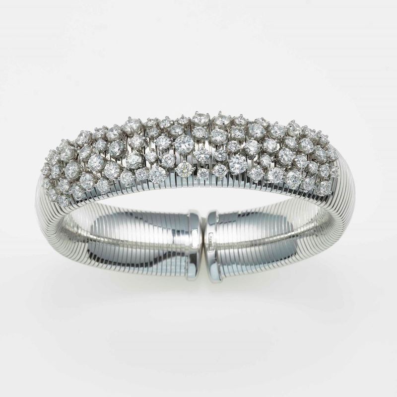 Diamond and gold bangle bracelet  - Auction Contemporary Jewels - Cambi Casa d'Aste