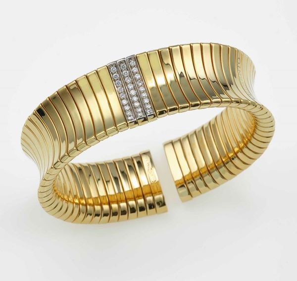 Diamond and gold bangle bracelet