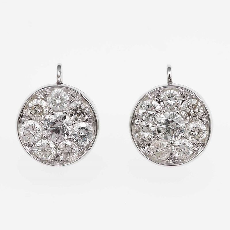 Orecchini con diamanti taglio brillante per ct 3.00 circa totali  - Asta Fine and Coral Jewels - Cambi Casa d'Aste