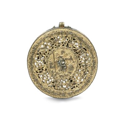 Scatola in Bronzo Dorato, Inciso e Traforato. XVI-XVII Secolo