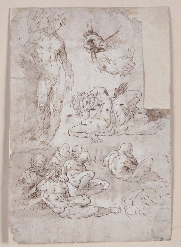 Scuola senese del XVI secolo Studio di figure