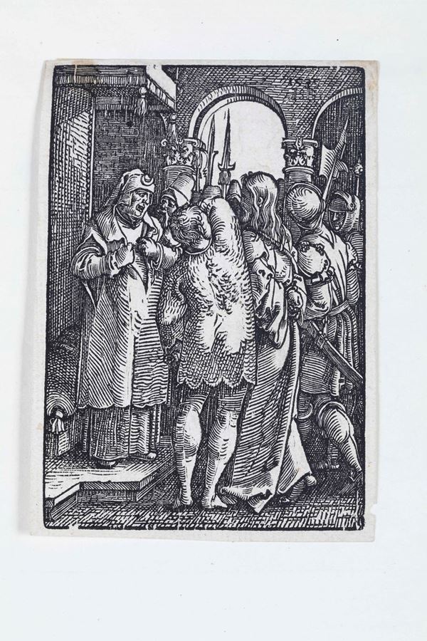 Hans Sebald Beham - Xilografia Cristo davanti a Kaifa