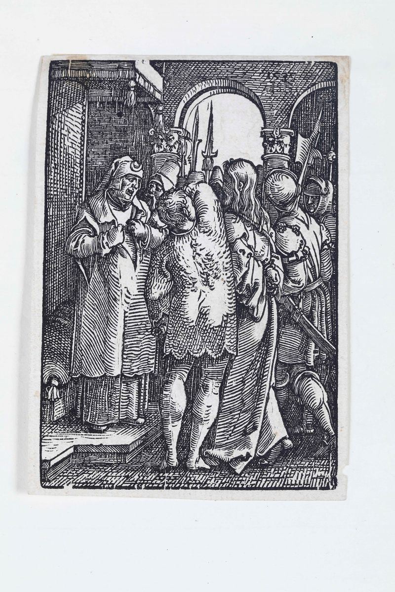 Hans Sebald Beham : Xilografia Cristo davanti a Kaifa  - Auction Timed Auction | Antique Books, Prints, Engravings and Maps - Cambi Casa d'Aste