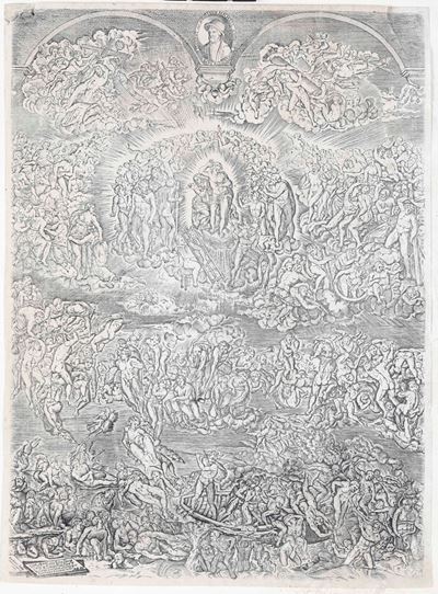 Giudizio Universale tratto dall'affresco di Michelangelo Buonarroti, 318 x 235 mm