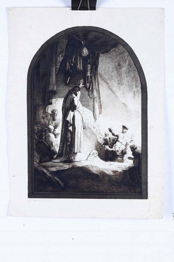 Silverio Capparoni (1831-1907) Da Rembrandt (1606-1669) Scena biblica