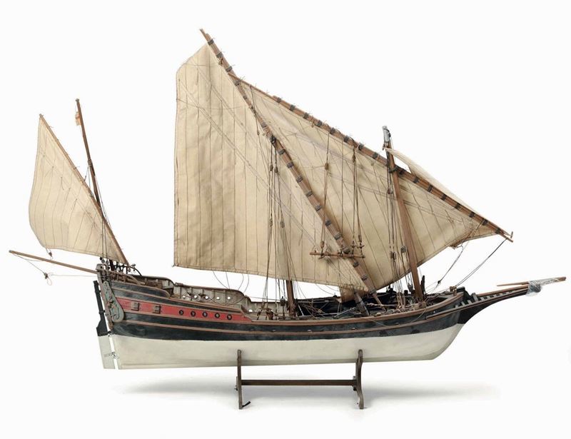 Modello di barca a due alberi. Metà XX secolo  - Asta Arte Marinara e Strumenti Scientifici - Cambi Casa d'Aste