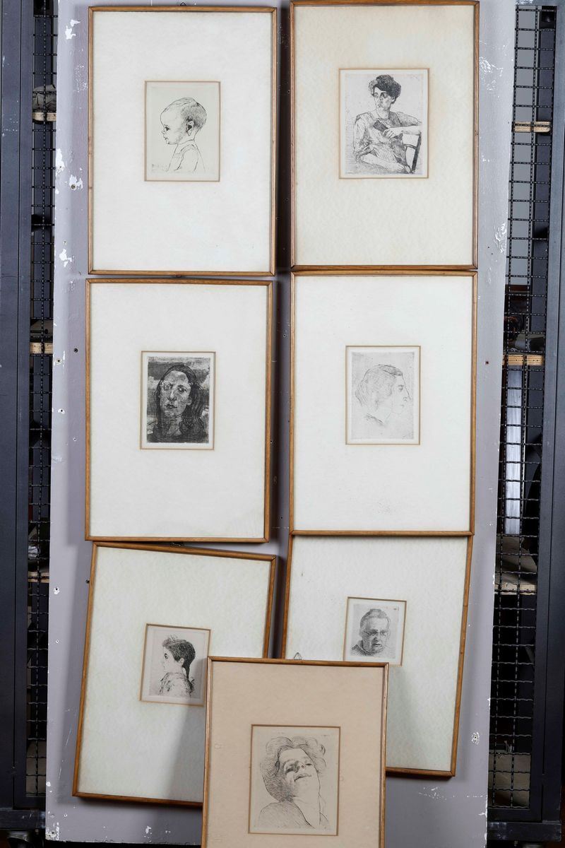 Sette incisioni con ritratti. XX secolo  - Auction Antique April | Cambi Time - Cambi Casa d'Aste