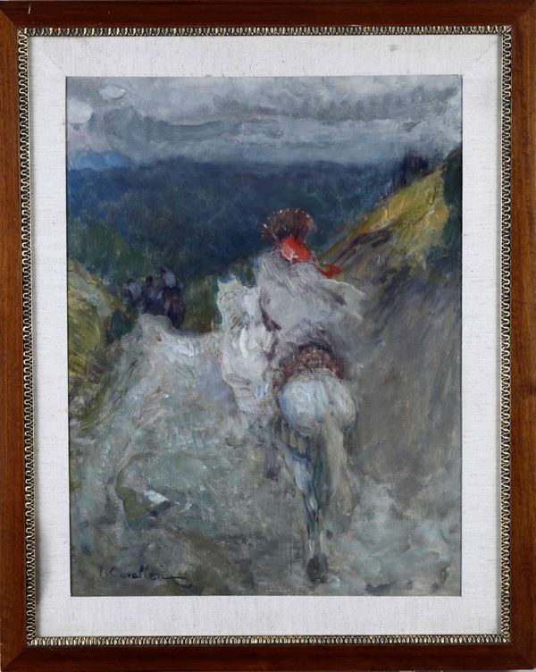 Vittorio Cavalleri - Strada con figura a cavallo