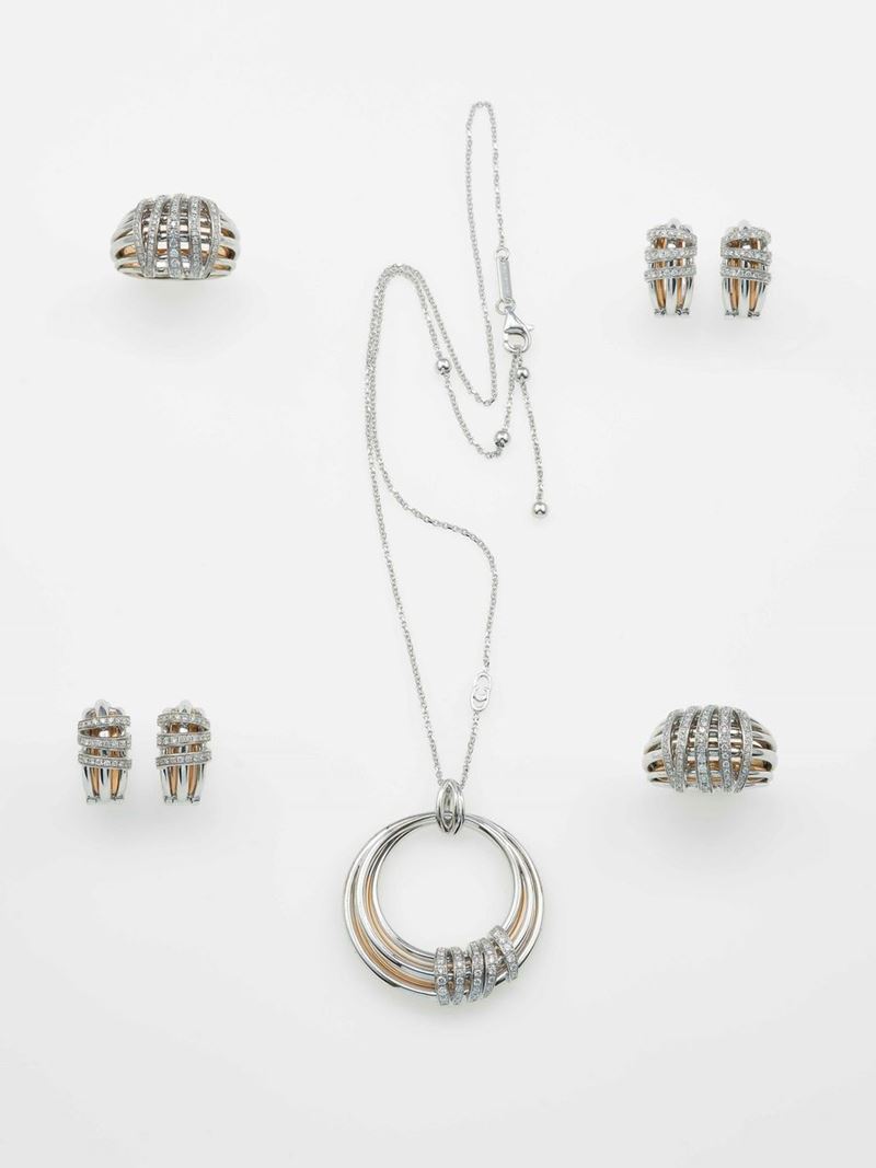 Group of two pairs of earrings, two rings and one pendent necklace  - Auction Contemporary Jewels - An Italian brand story - Cambi Casa d'Aste