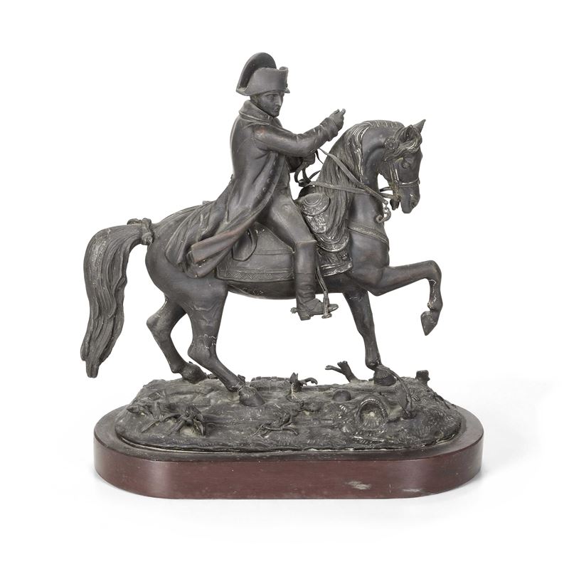 Napoleone a cavallo in metallo. XIX-XX secolo  - Asta Antiquariato febbraio - Cambi Casa d'Aste