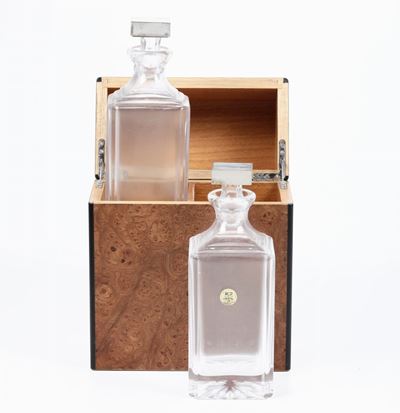 Due Bottiglie da Liquore in Vetro Entro Custodia