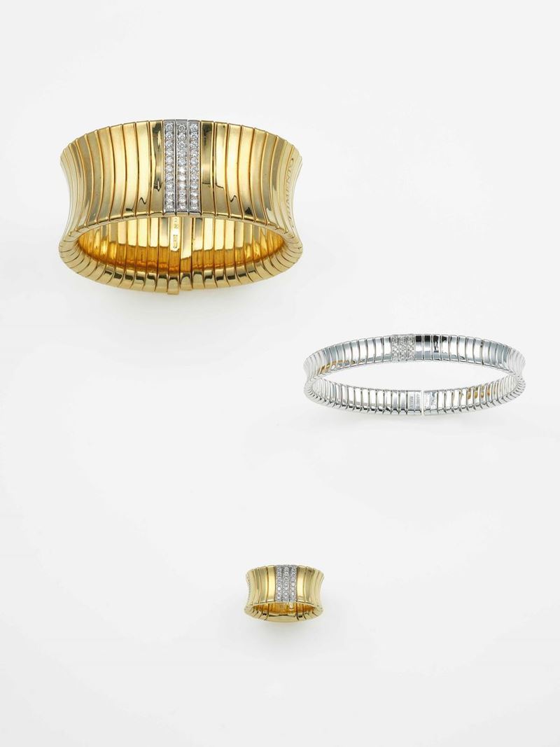 Modello Supreme. Lotto composto da due bracciali ed un anello con diamanti  - Asta Gioielli Contemporanei - Cambi Casa d'Aste