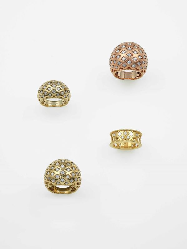 Group of six diamond and gold rings