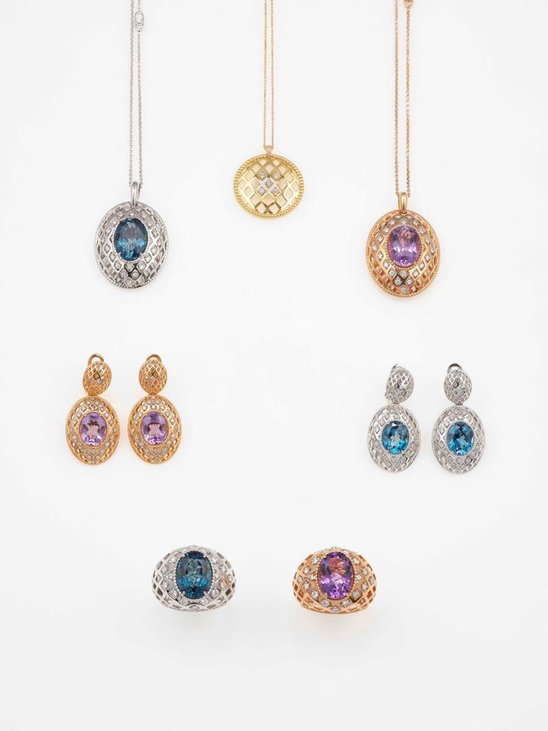 Group of three pendents, two pairs of earrings and two rings  - Auction Contemporary Jewels - An Italian brand story - Cambi Casa d'Aste