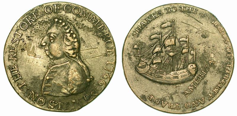 USA. BRITISH COLONIES. William Pitt Token 1766.  - Auction Numismatics - Cambi Casa d'Aste