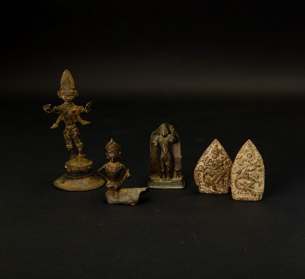 Five bronze items, India, 17/1800s
