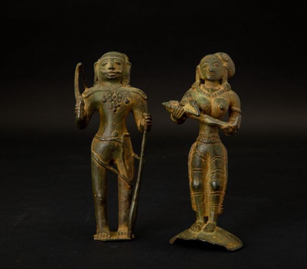 Two bronze figures, India, 17/1800s