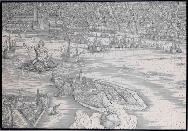 Veduta di Venezia, riproduzione da Jacopo de’ Barbari in scala uno ad uno. XX secolo
