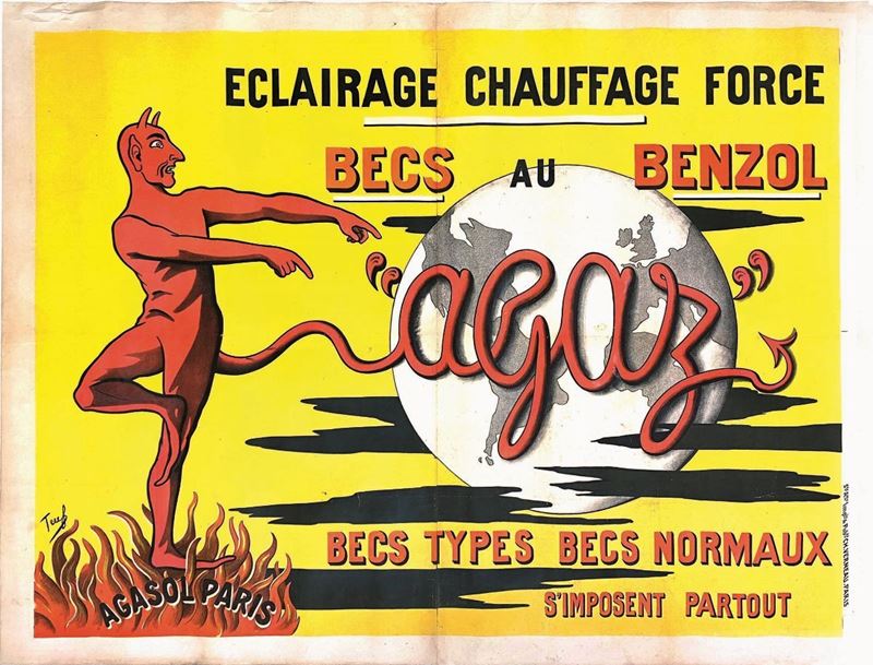 Teuf : Agaz, Agasol Paris.  - Auction Vintage Posters - Cambi Casa d'Aste