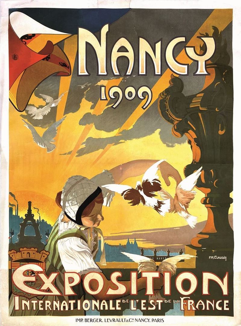 P.R  Claudine : Nancy 1909, Exposition Internationale de L'est de la France  - Asta Manifesti d'Epoca - Cambi Casa d'Aste