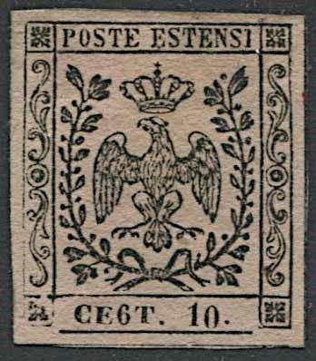 1854, Modena, 10 c. rosa, con punto dopo le cifre.  - Asta Filatelia e Storia Postale - Cambi Casa d'Aste