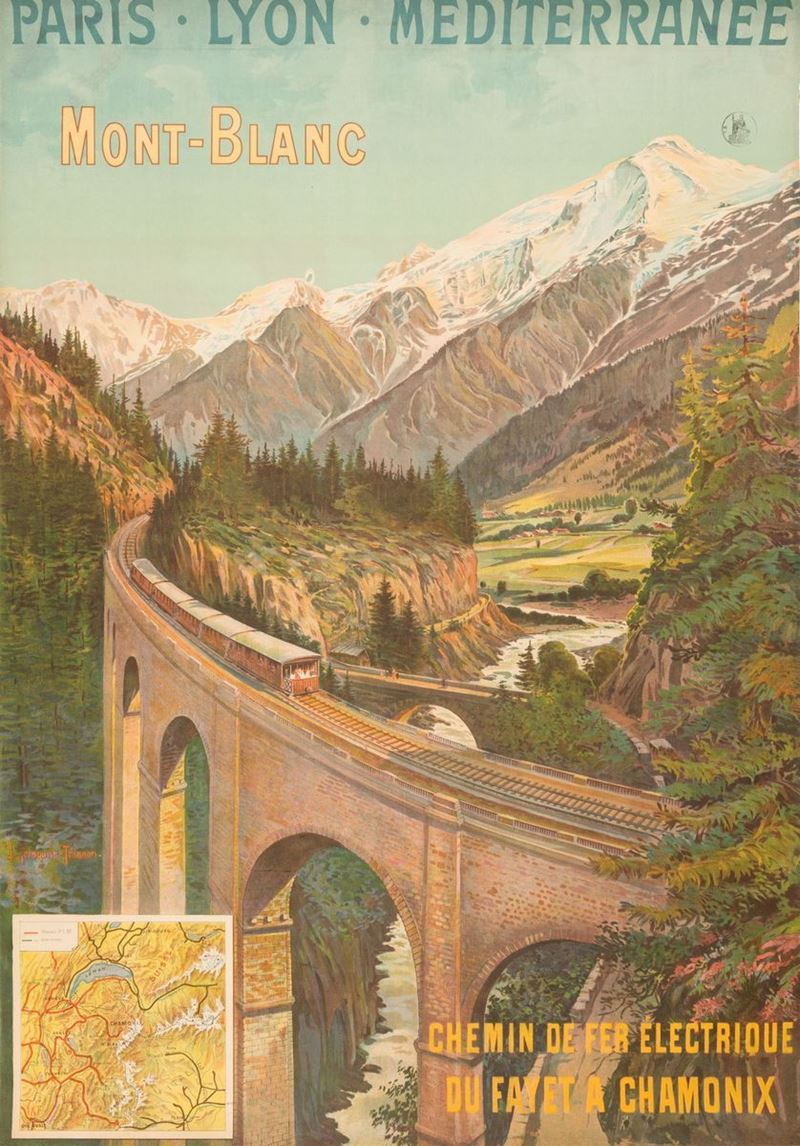 Mont Blanc Chemin De Fer Électrique Du Fayet A Chamonix  - Auction Vintage Posters - Cambi Casa d'Aste