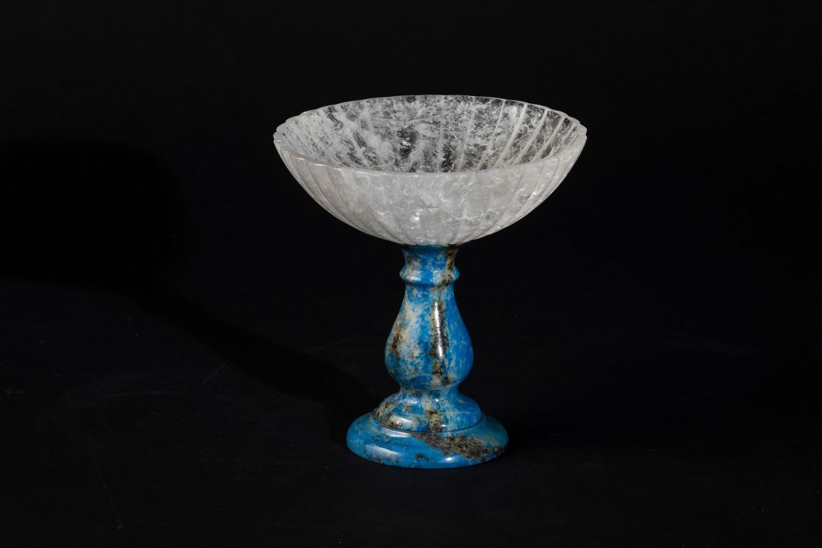 Coppetta Fesonata in Quarzo con Alzata in Lapis, Alzatina CM H 9,5