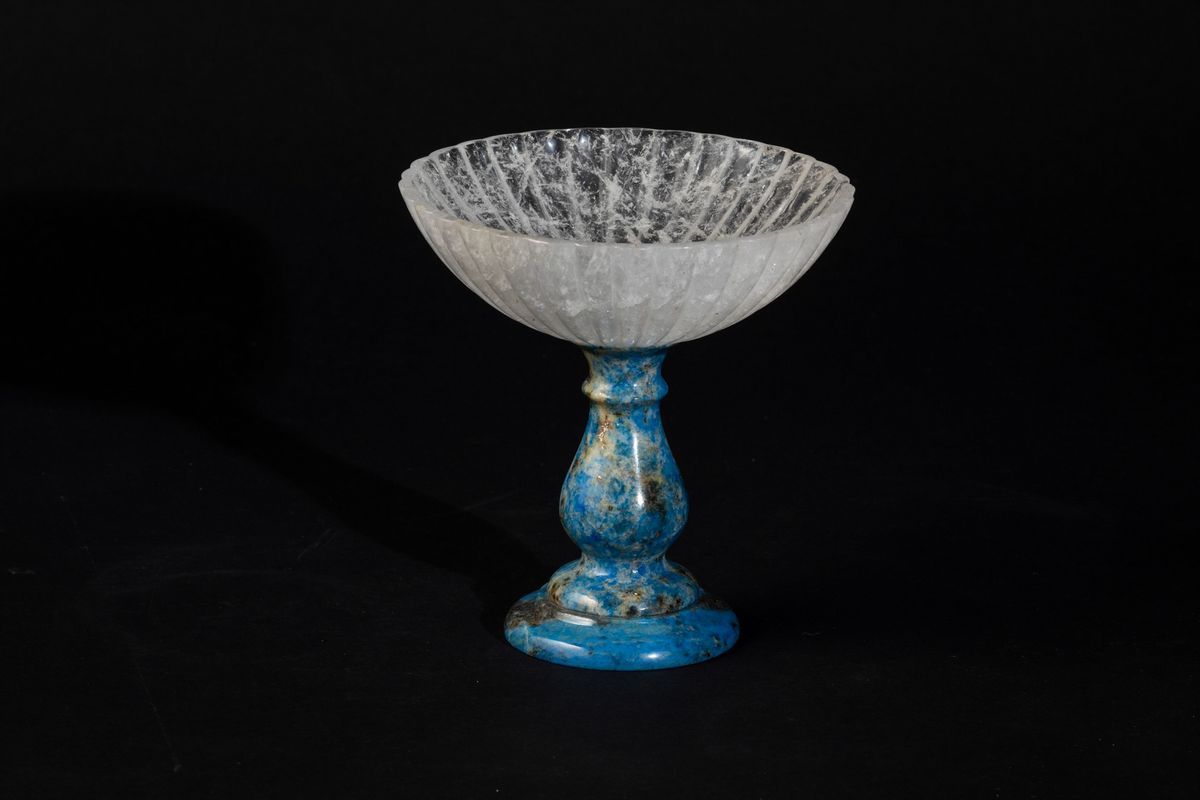 Coppetta Fesonata in Quarzo con Alzata in Lapis, Alzatina CM H 9,5