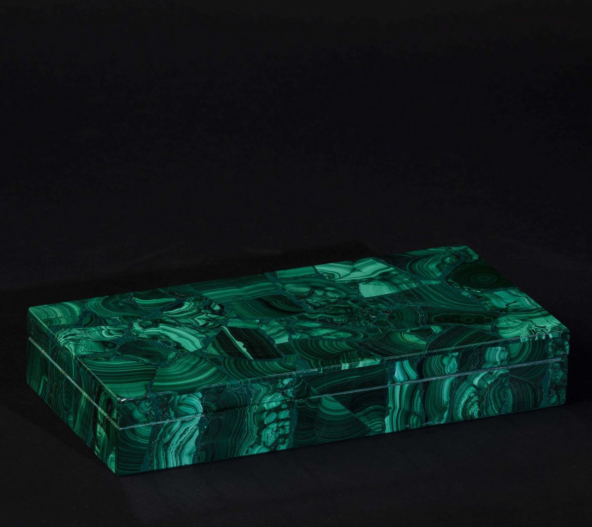 Cofanetto in Malachite con Mosaico ed Interno in Marmo, Manifattura XXI Sec.