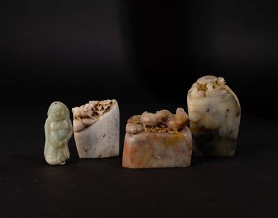 Quattro Gruppi Scolpiti in Saponaria, Cina, XX Secolo