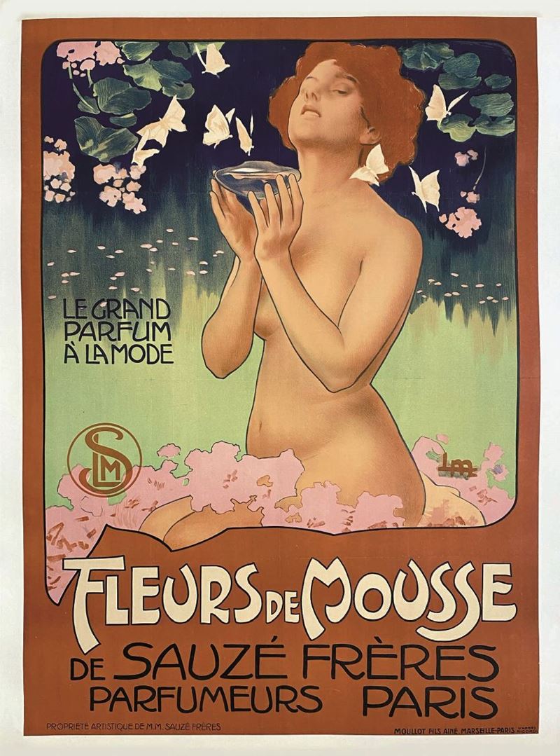 Leopoldo Metlicovitz : Fleurs de Mousse Profumue  - Auction Vintage Posters - Cambi Casa d'Aste