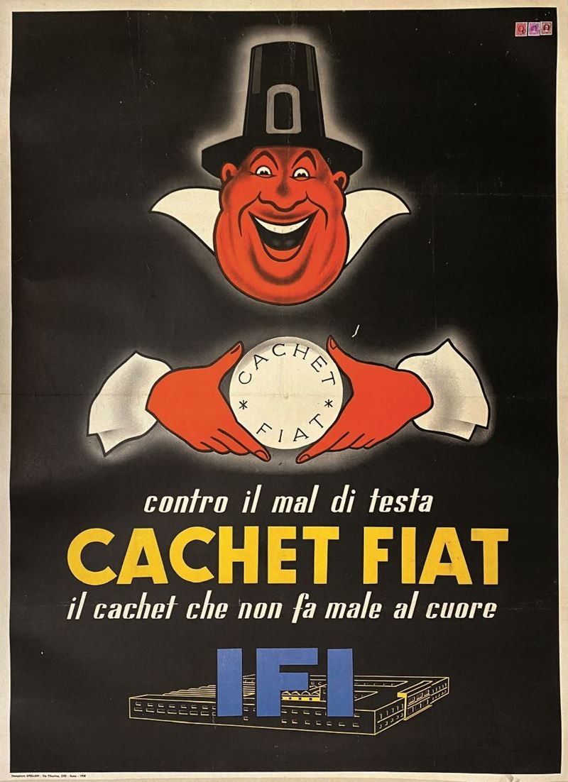 Mario Cussino : Cachet Fiat  - Auction Vintage Posters - Cambi Casa d'Aste