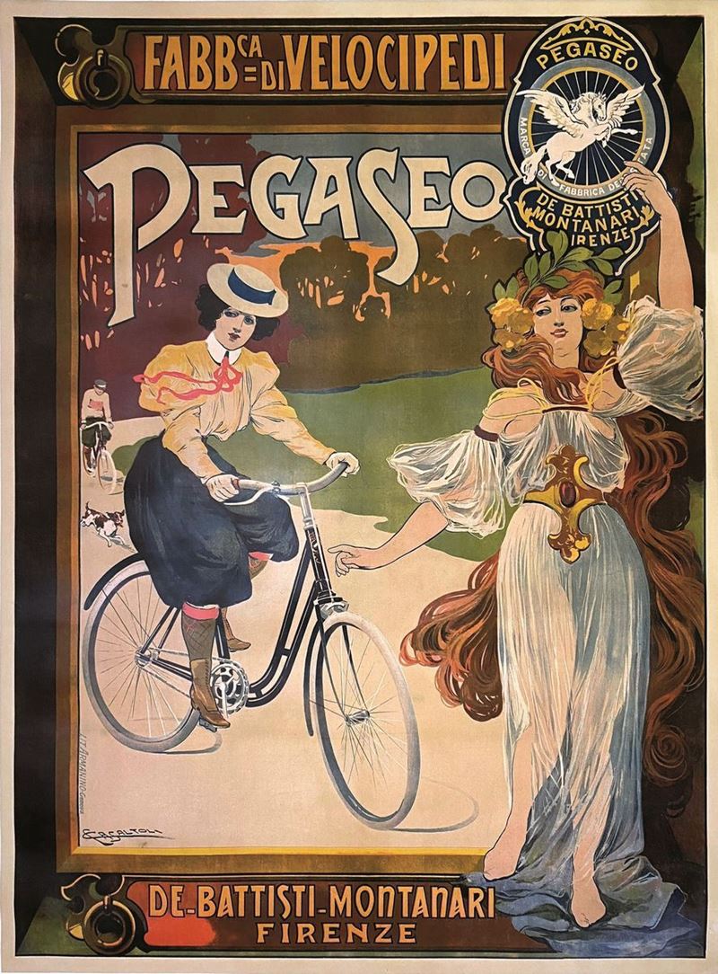 Carlo Casaltoli : Pegaseo Fabbrica di Velocipedi  - Auction Vintage Posters - Cambi Casa d'Aste