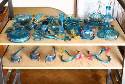 Lampadario in Vetro di Murano di Colore Blu