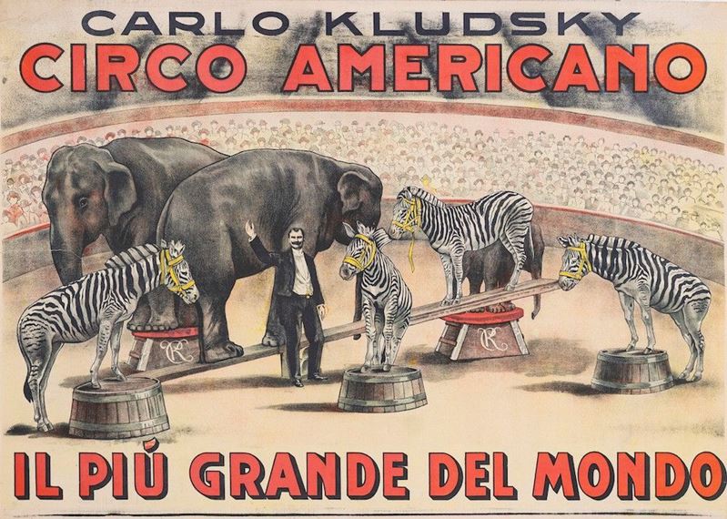 A.Reckziegel : Circo Americano Carlo Kludsky  - Asta Manifesti d'Epoca - Cambi Casa d'Aste