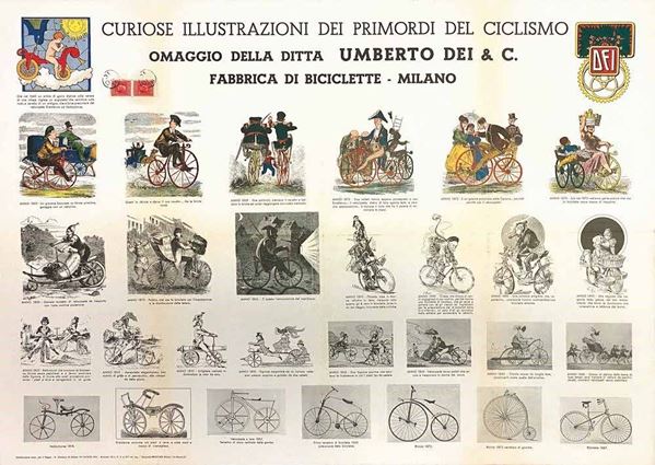 Artista non identificato - Primordi del Ciclismo - Omaggio della Ditta Umberto Dei & C.