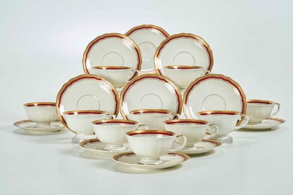 Dieci tazze da tè con piattino Germania, Selb, Manifattura Krautheim & Adelberg, XX secolo