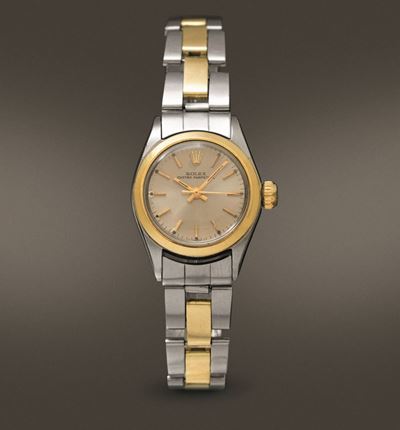 Rolex - Oyster Perpetual Lady Acciaio e Oro Automatico con Quadrante Argentè, Ghiera Liscia e Bra...