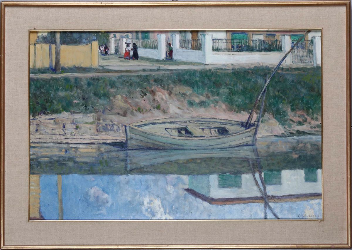 Galileo Chini - Barca a Lido Camaiore