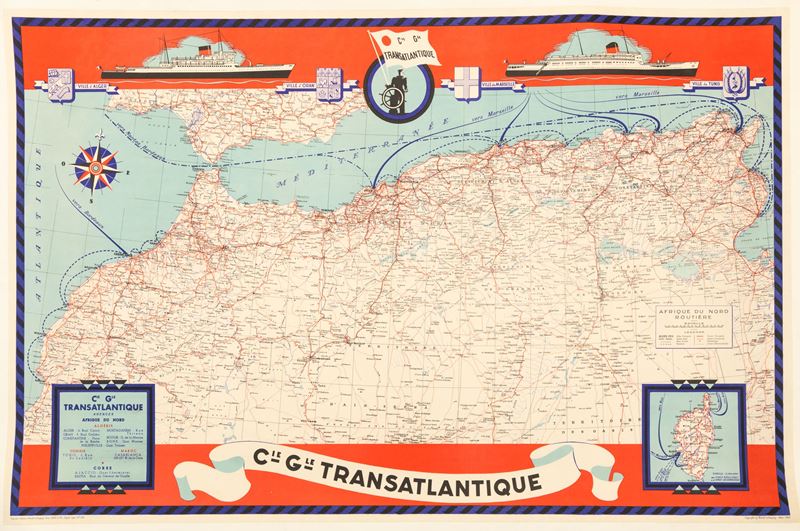 Artista non identificato : Cie Gle Transatlantique - Afrique Du Nord.   - Asta POP Culture e Manifesti d'epoca - Cambi Casa d'Aste