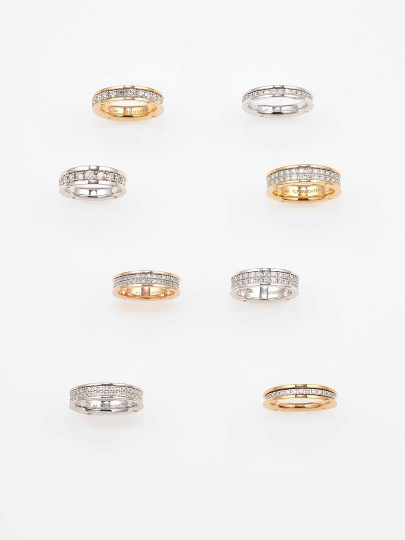 Modello Aeternitas. Lotto composto da otto anelli con diamanti  - Asta Gioielli Contemporanei - Cambi Casa d'Aste