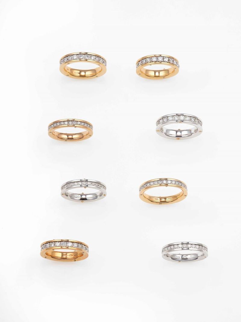 Group of eight diamond and gold rings  - Auction Contemporary Jewels - An Italian brand story - Cambi Casa d'Aste