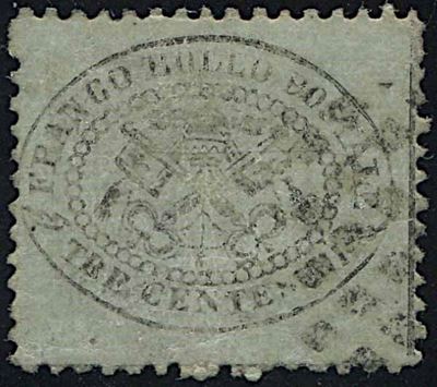 1863, Stato Pontificio, 3 Cent. Grigio (s. 24).