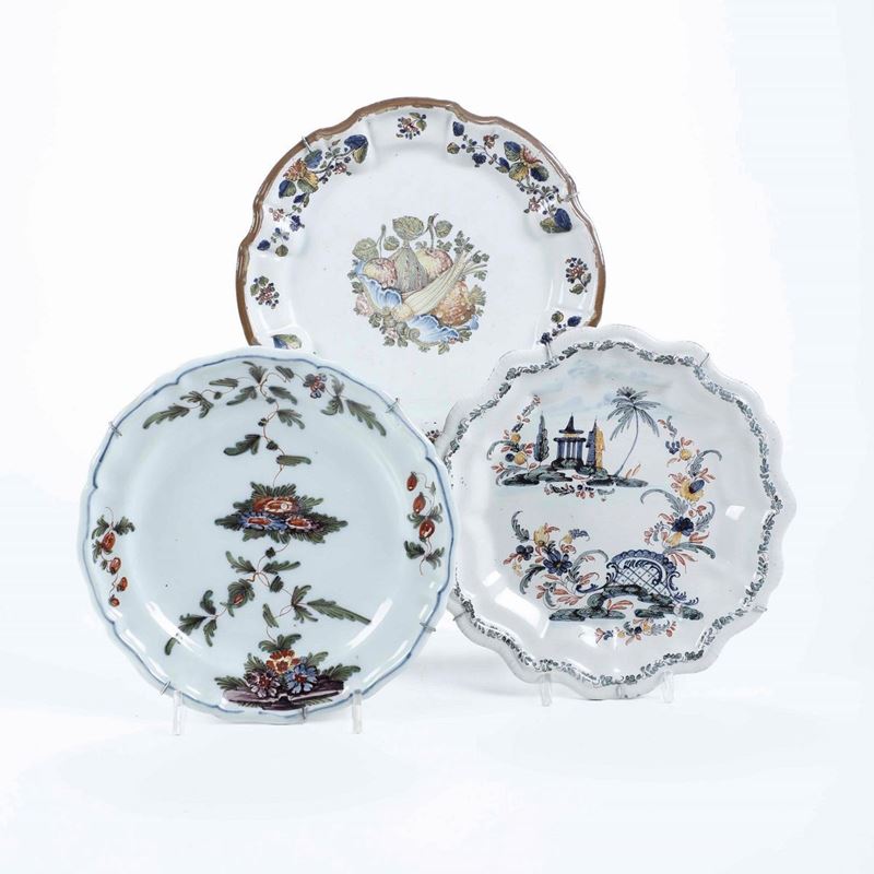 Tre piatti Nove, seconda metà del XVIII secolo  - Asta Ceramiche | Cambi Time - Cambi Casa d'Aste