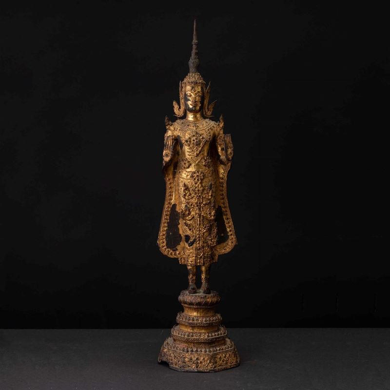 A gilt bronze Buddha, Thailand, 1800s  - Auction Chinese Works of Art - II - Cambi Casa d'Aste