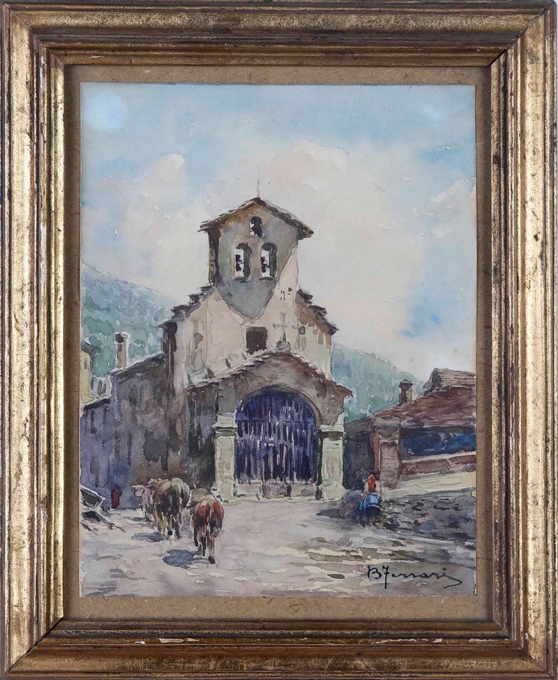 Berto Ferrari : Chiesa  - acquerello su carta - Auction 19th and 20th Century Paintings | Timed Auction - Cambi Casa d'Aste