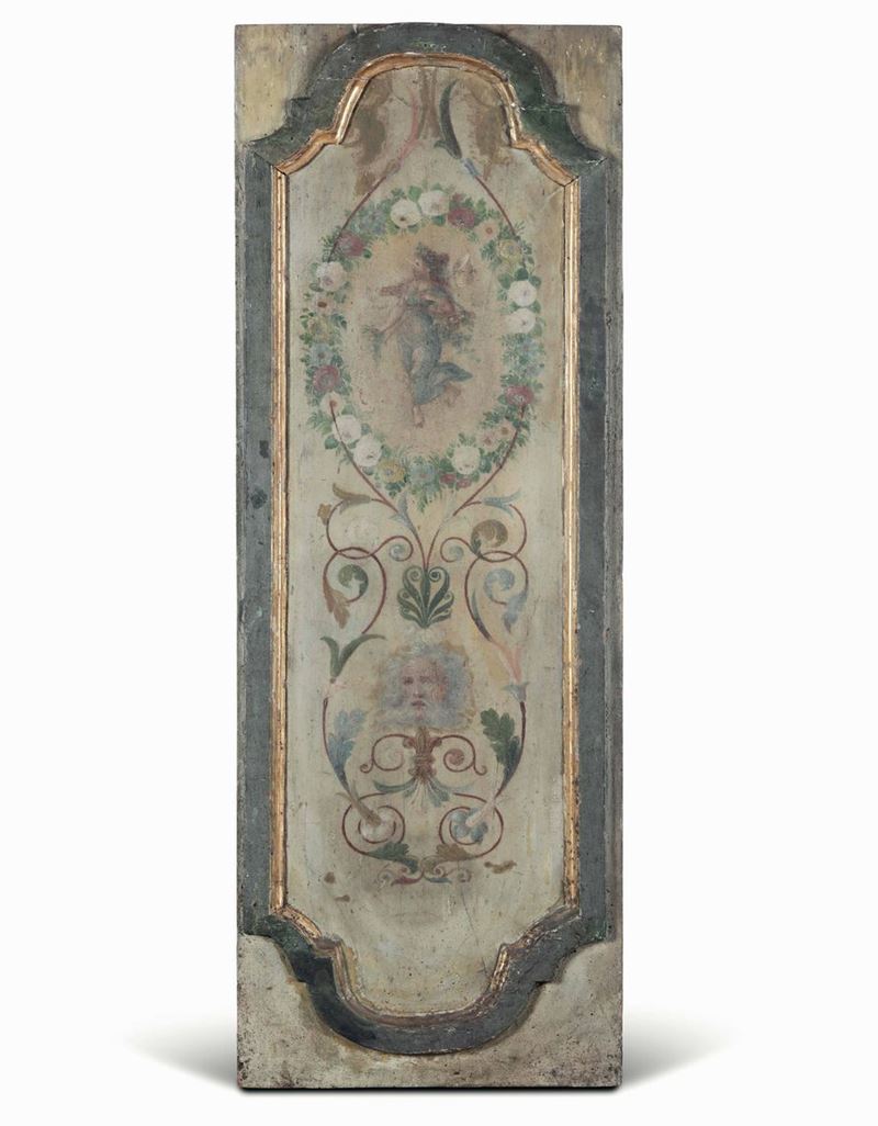 Pannello in legno laccato e dipinto. XIX secolo  - Asta Dimore Italiane - Cambi Casa d'Aste