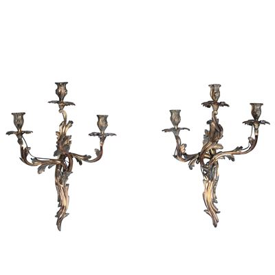 Coppia di Appliques Settecentesche in Bronzo Dorato. XX Secolo